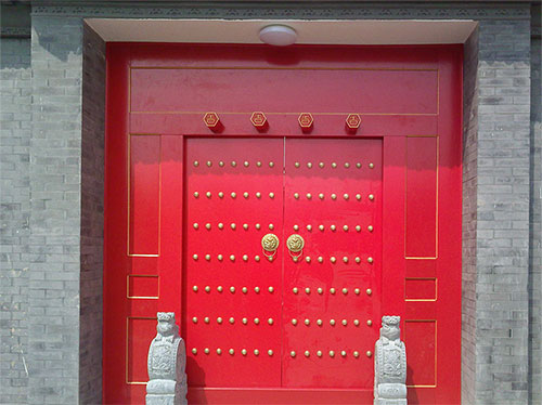 古塔中国传统四合院系列朱红色中式木制大门木作